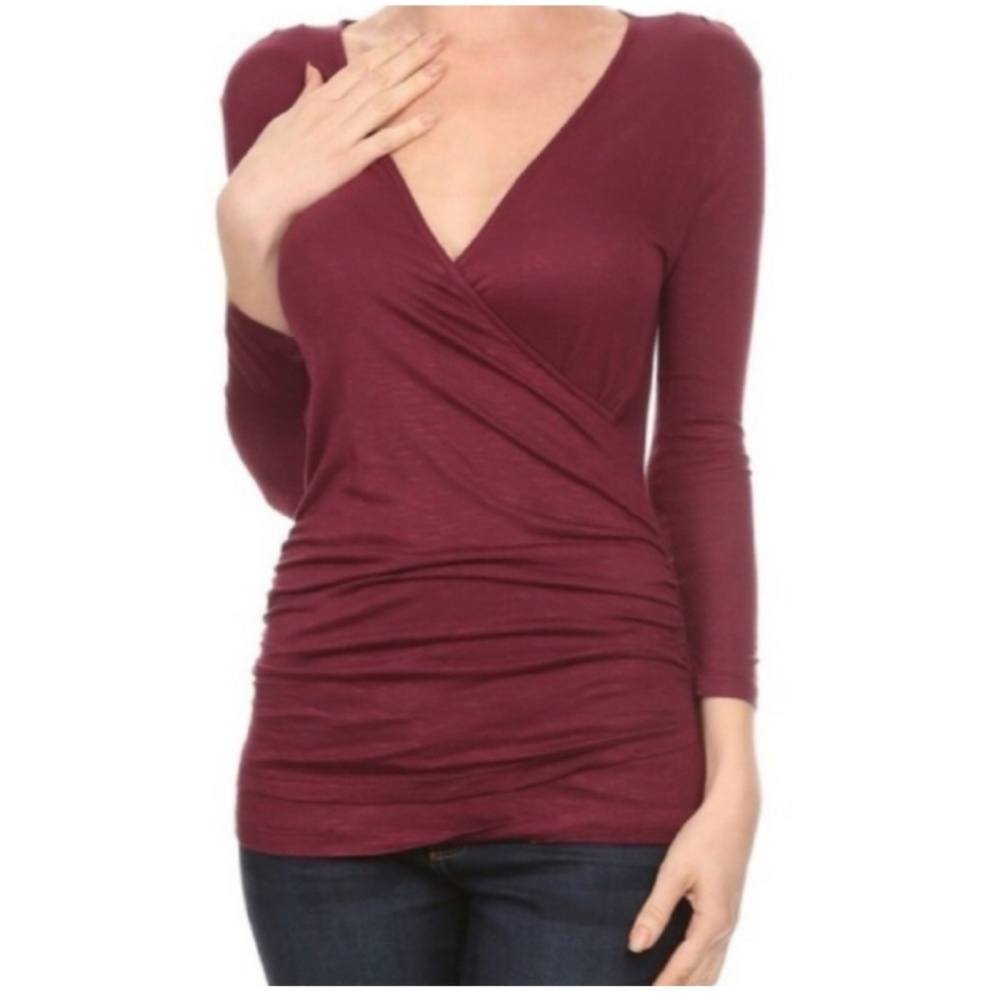 Burgundy wrap top